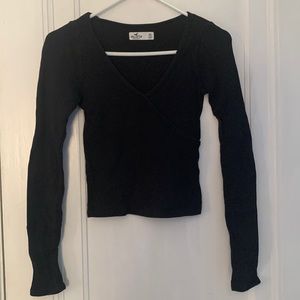 Hollister Long Sleeve Black V Neck Top